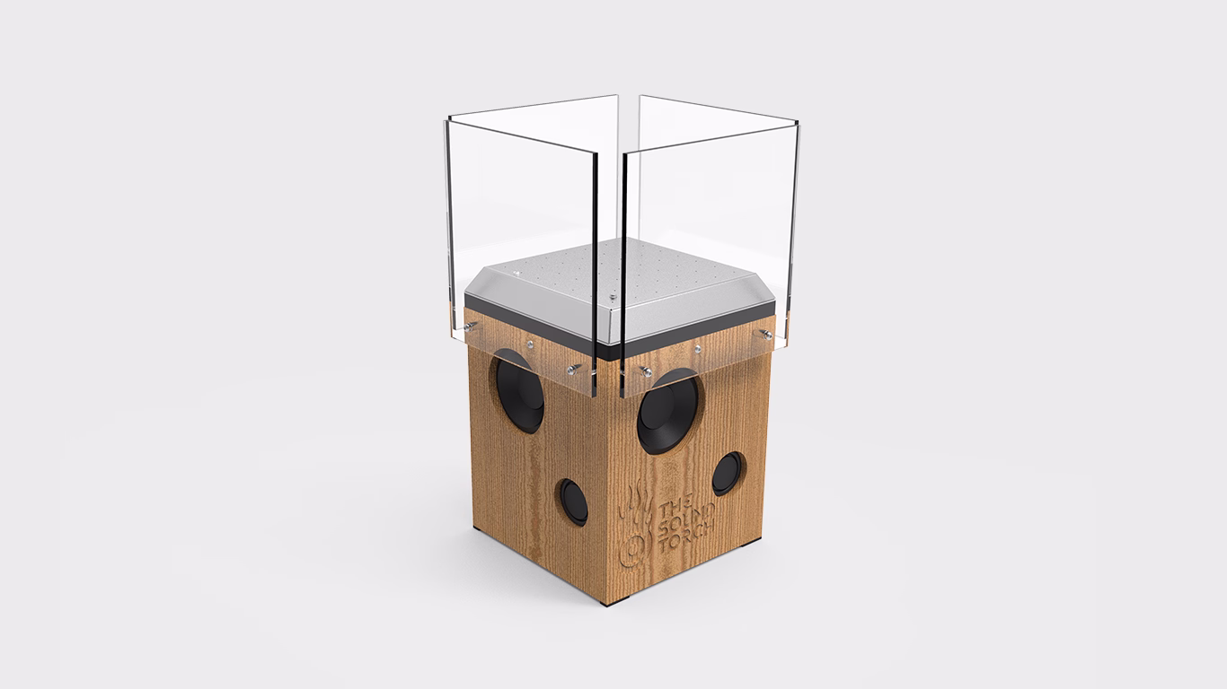 sound tourch wood fire spekers